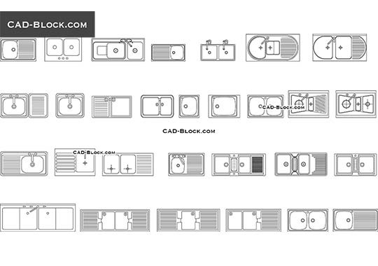 Kitchen Sink Set - download free CAD Block