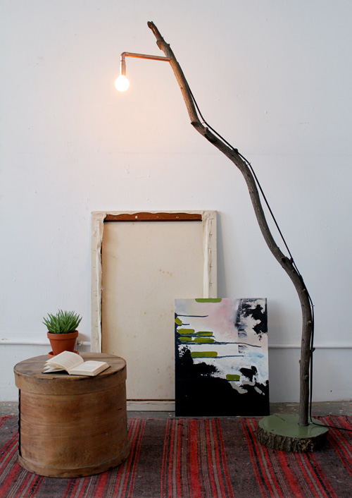 Diy copper branch floor lamp