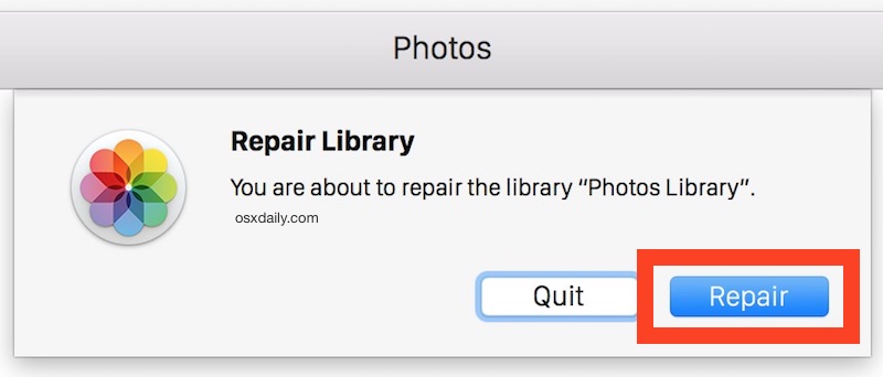 Repair a Photos Library in Mac OS X