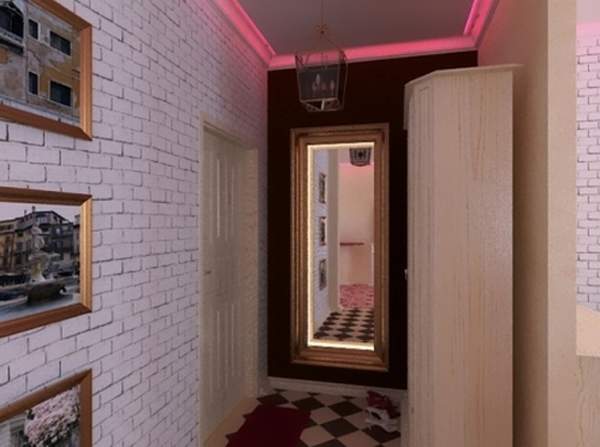 Лофт дизайн маленькой квартиры в хрущевке - интерьер прихожей