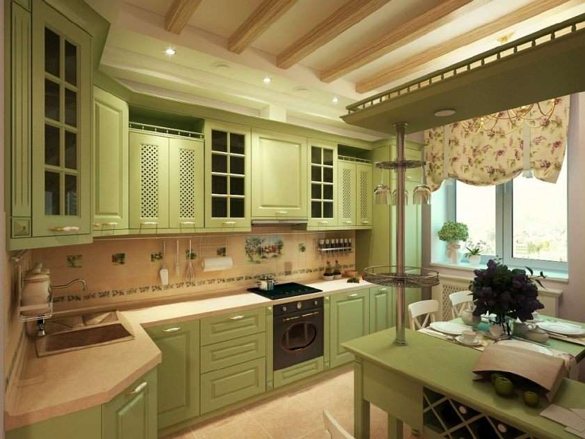 кухня прованс зеленого цвета