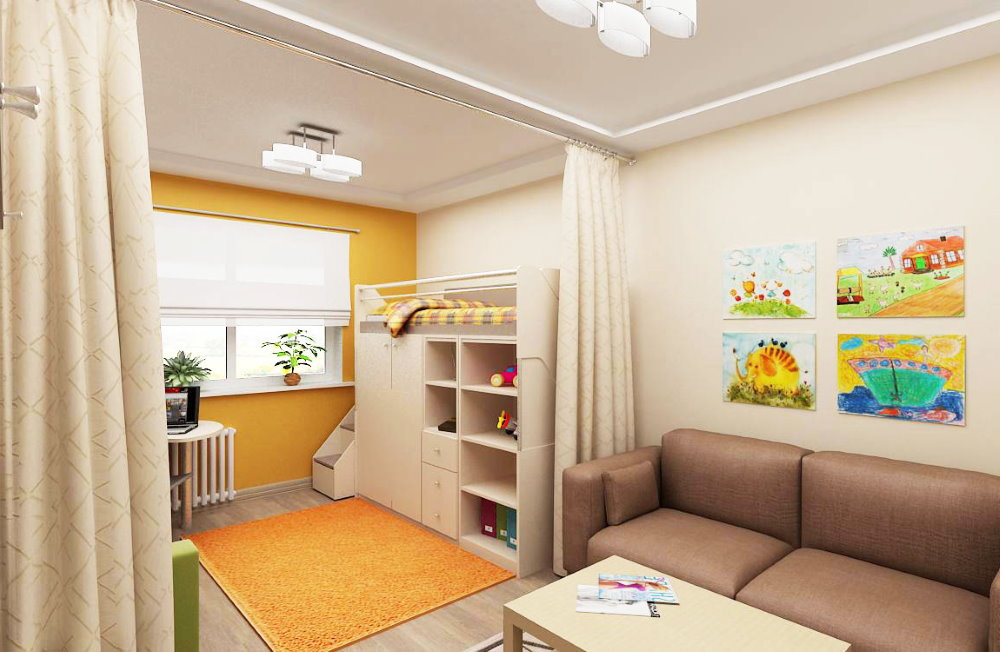 Дизайн однокомнатной квартиры для семьи с ребенком
