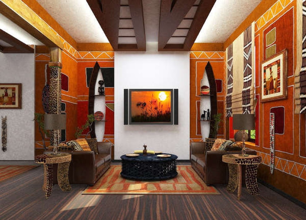 Интерьер зала в африканском стиле