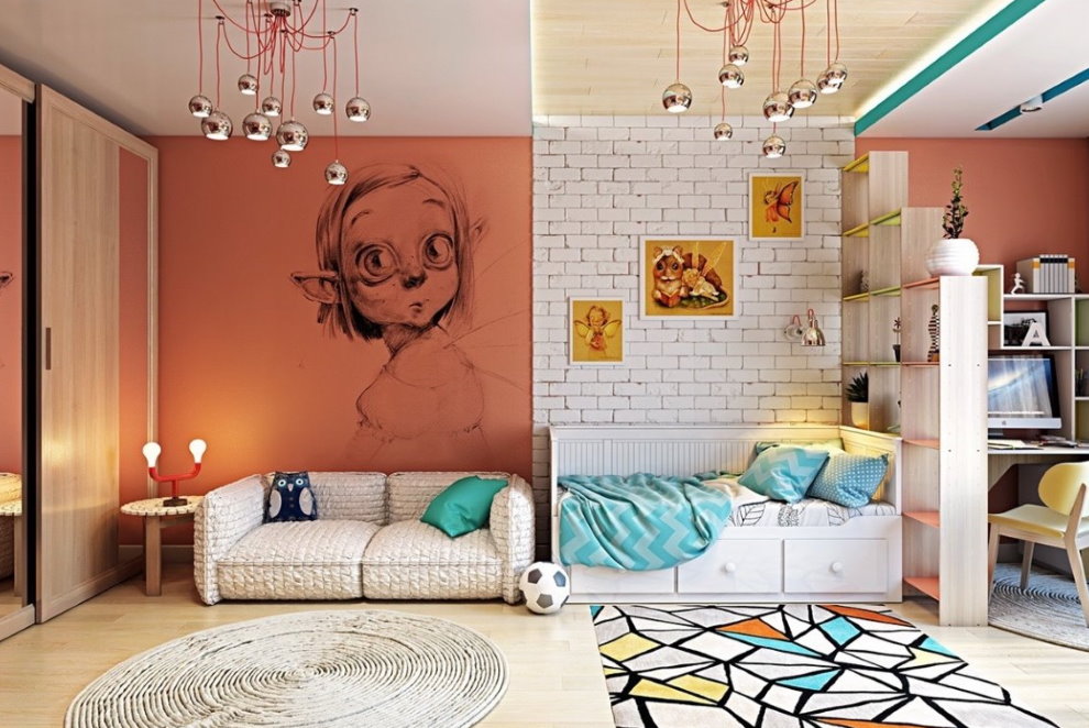 Оригинальный декор стен в комнате мальчика-подростка