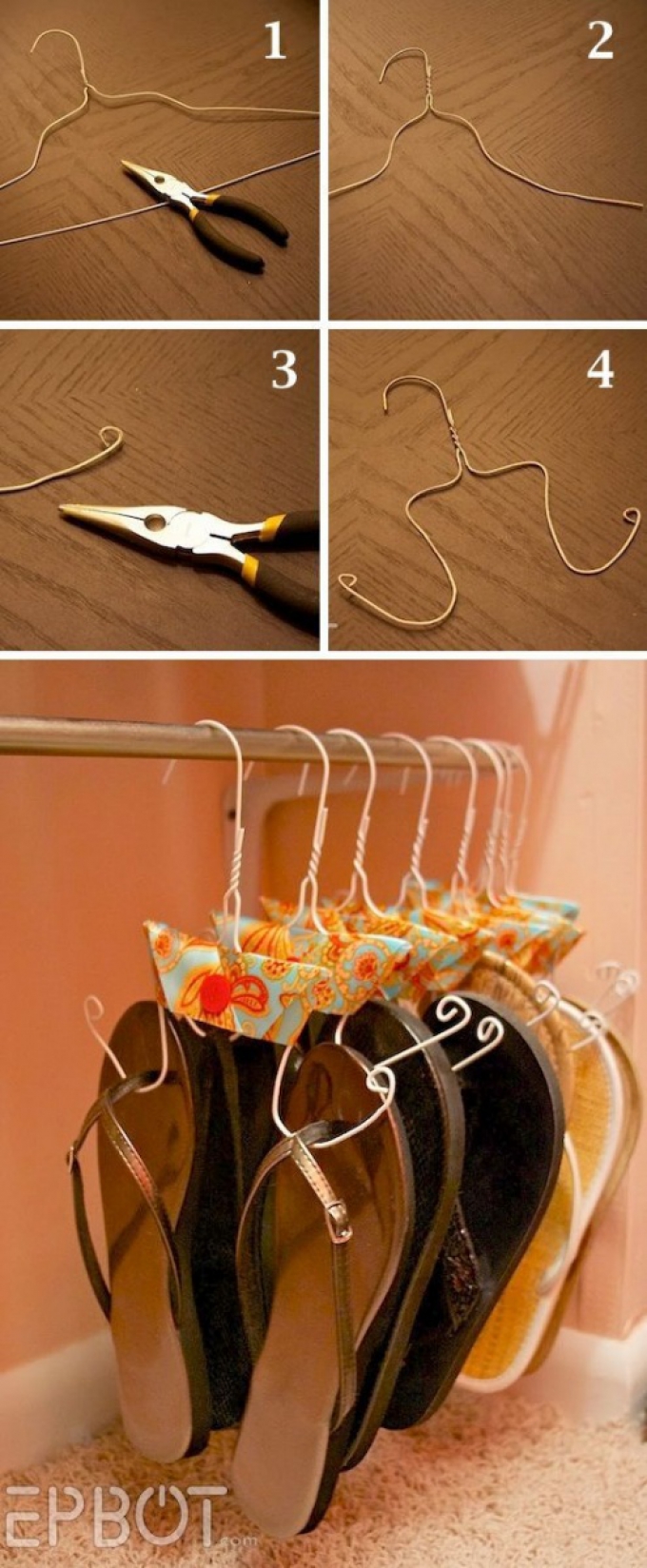 flipflop storage hack coat hanger