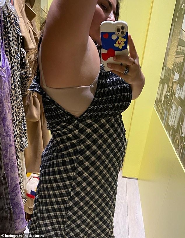 The influencer called out the brand Ganni for only catering to small sizes, and showed their items barely fit her bust