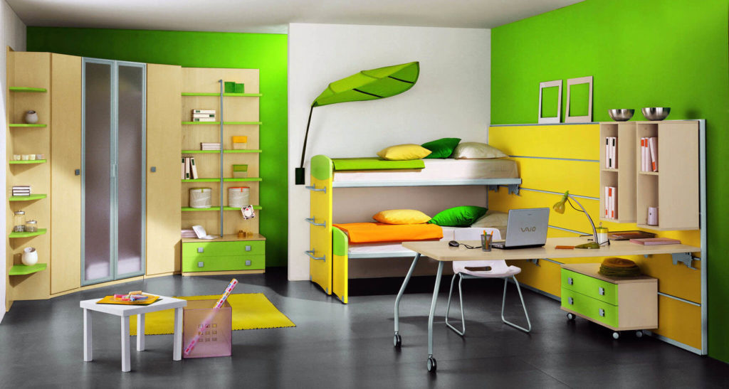 Детская комната подростка с угловым шкафом для одежды