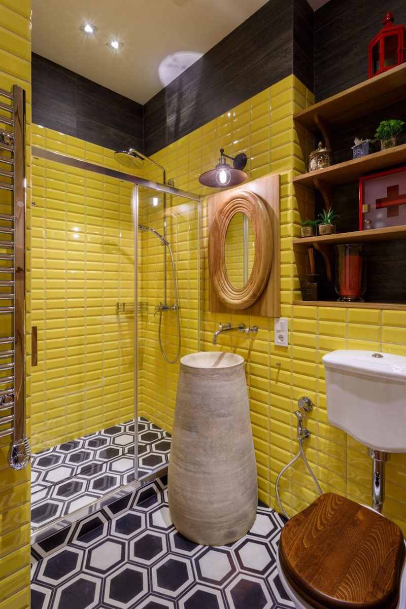 Плитка для туалета желтая
