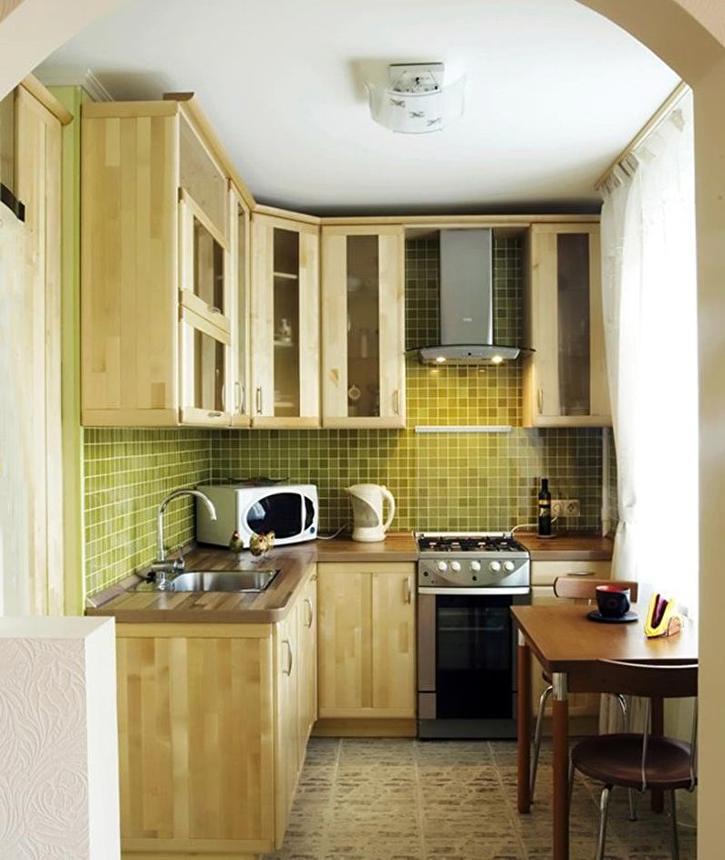 Кухня в хрущевке из дерева - дизайн интерьера