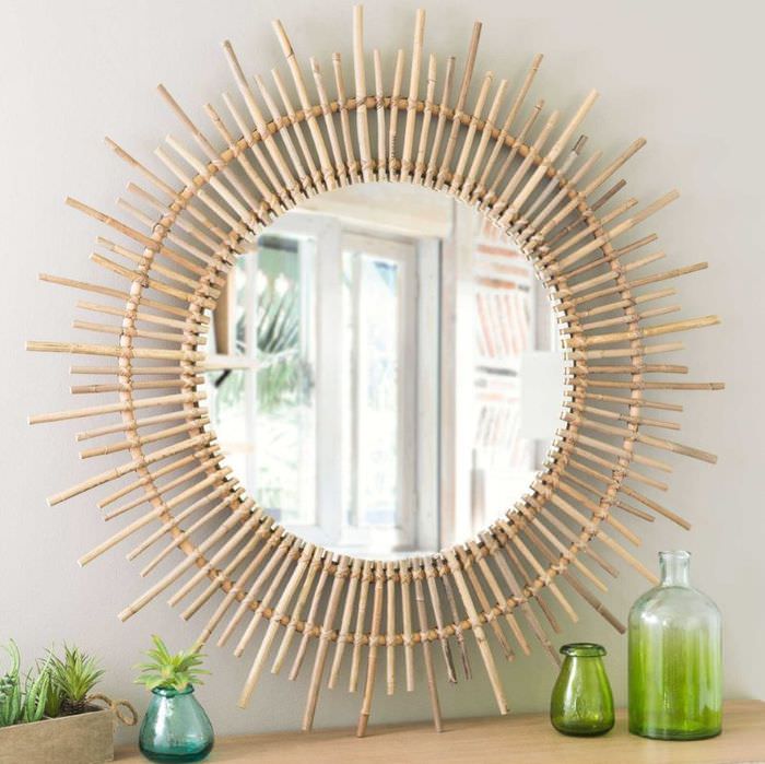 Декорирования зеркала бамбуком своими руками